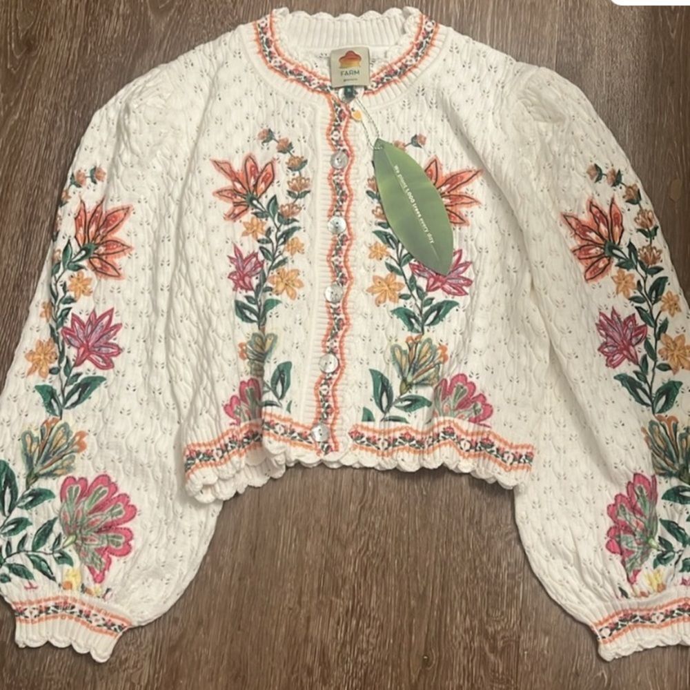 FARM Rio Off White Garden Delight Knit Cardigan - Picture 7 of 13